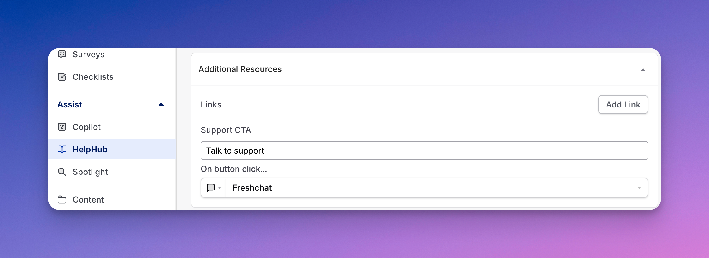 Freshchat support CTA